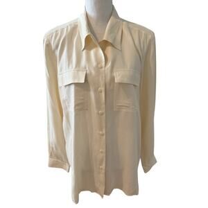 Anna and Frank Silk Button Down Shirt Cream XL